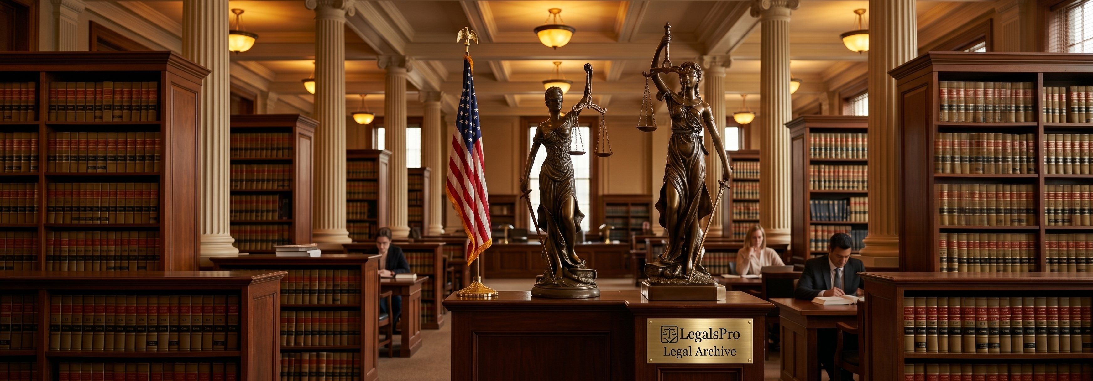 Justice scales and law books in a law library